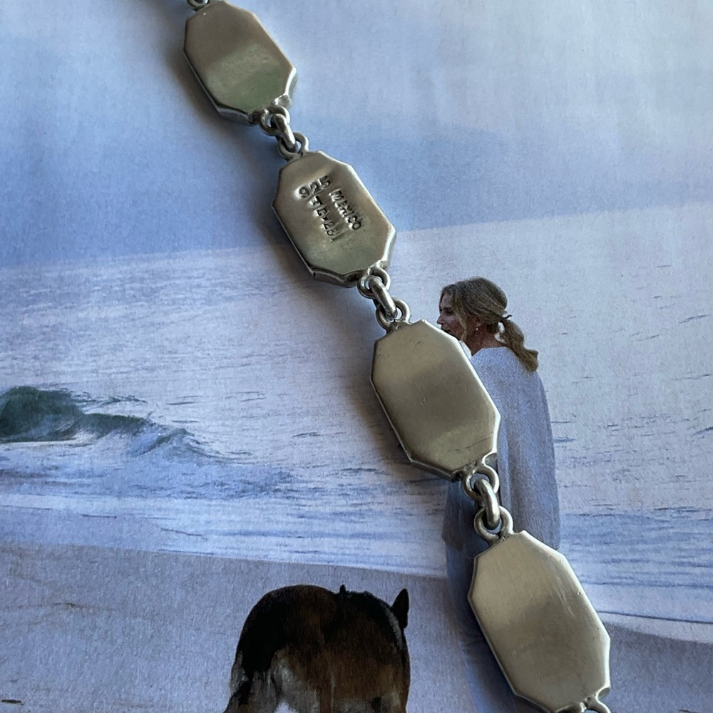 Elegant Silver TAXCO and Turquoise Bracelet 7.5 inches - Picture 5 of 7